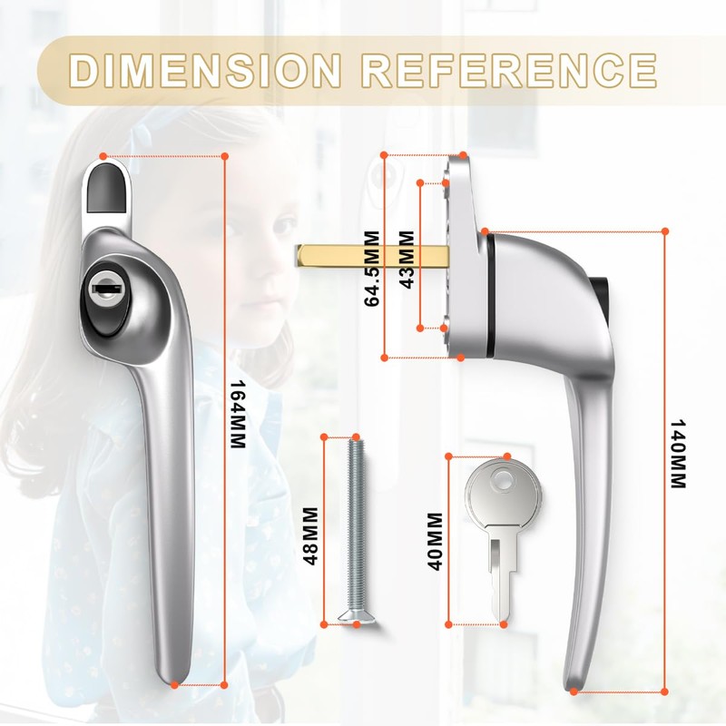 Bwintech 4 Pcs Offset Satin Chrome UPVC Zinc Alloy Window