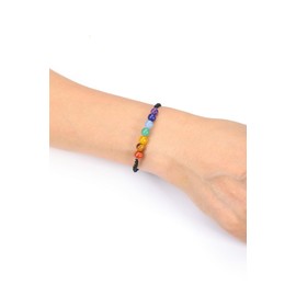 Zysta 7 Chakra Bracelet Adjustable Real Stones Bracelets Natural Gemstone Yoga Bracelet Healing Reiki Energy Therapy Balance Buddha Bracelet for Men and Women, Stainless Steel, No Gemstone