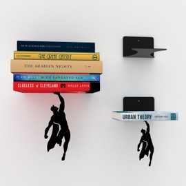 Artori Design Floating Bookshelf for Kids, Invisible Metal Book Shelf, Wall Decore Bookshelf for Book Lovers (Superhero)