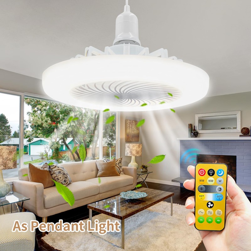 HOXIYA Plug in Ceiling Fan With Light with 19.68ft Long