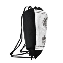 LOGOVISION The Lord of the Rings White Middle Earth Map-Drawstring Backpack Sports Bag Sackpack 17" x 13", Perfect for Gym, Yoga or Practice