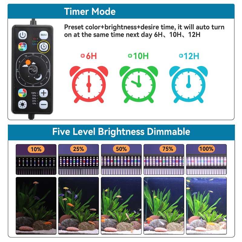 hygger Aquarium LED Light Fish Tank Full Spectrum Lighting with