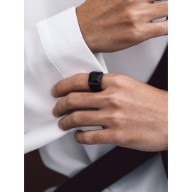 Bandmax Gemstone Signet Rings for Men, Stainless Steel Sovereign Ring Fancy Cut Cubic Zirconia Rings Emerald/Black Onyx/Ruby Ring Wedding Ring Size 10 Gift Packaging