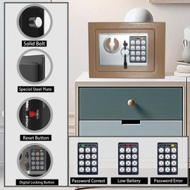 Yuanshikj Electronic Deluxe Digital Security Safe Box Key Keypad Lock Home Office Hotel Business Jewelry Gun Cash Use Storage money (OCHRE YELLOW)