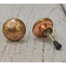 ARTISNO Copper Door Knobs Cabinet Pulls - Decorative Drawer Knobs for Cabinets, Drawers and Dressers - Perfect for Living Room, Bathroom, or Kitchen Cabinetry, Set of 6