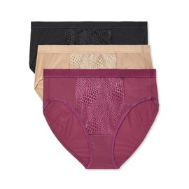 Warner's womens Blissful Benefits Tummy Smoothing Hi-cut Panty Underwear, Amaranth Toasted Almond Black, X-Large US