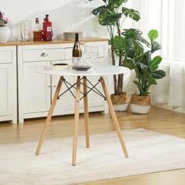 Homy Casa 31.5'' Small Round Dining Table – Modern Leisure Coffee Table with Waterproof Desktop, Ideal for Kitchen, Office, or Café, Easy Assembly for Meetings or Conferences (White)