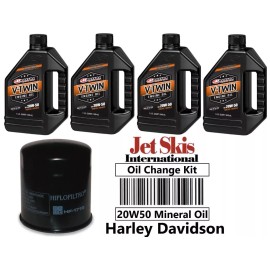 JSI Maxima Oil Kit Harley Davidson Oil Change Kit 4 Quarts Maxima 20W50 Mineral Engine Oil Filter
