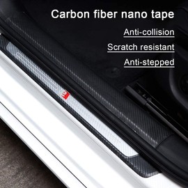 Car Sill Protectors Strips, 5cmx10m Car Door Sill Protector Car Door Guard Bumper Protector Sticker Anti Scratch Carbon Fiber Wrap Film for Car Door Guard/Front and Rear Bumper/Door Sill Protector…