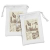 Lunarable London Fabric Pouch Set of 2, Sketch of National