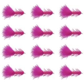 Feeder Creek Fly Fishing Flies Woolly Bugger Flies for Fly Fishing | Trout Flies and Bass Flies | 12pc Fly Fishing Lures Streamer Flies (Pink, 6)