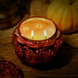 Scented Candles for Home Decoration - Aromatherapy Candles - Pumpkin Shaped - Farmhouse Pumpkin Tweed | Thanksgiving Candle Gift Natural Soy Wax Candles