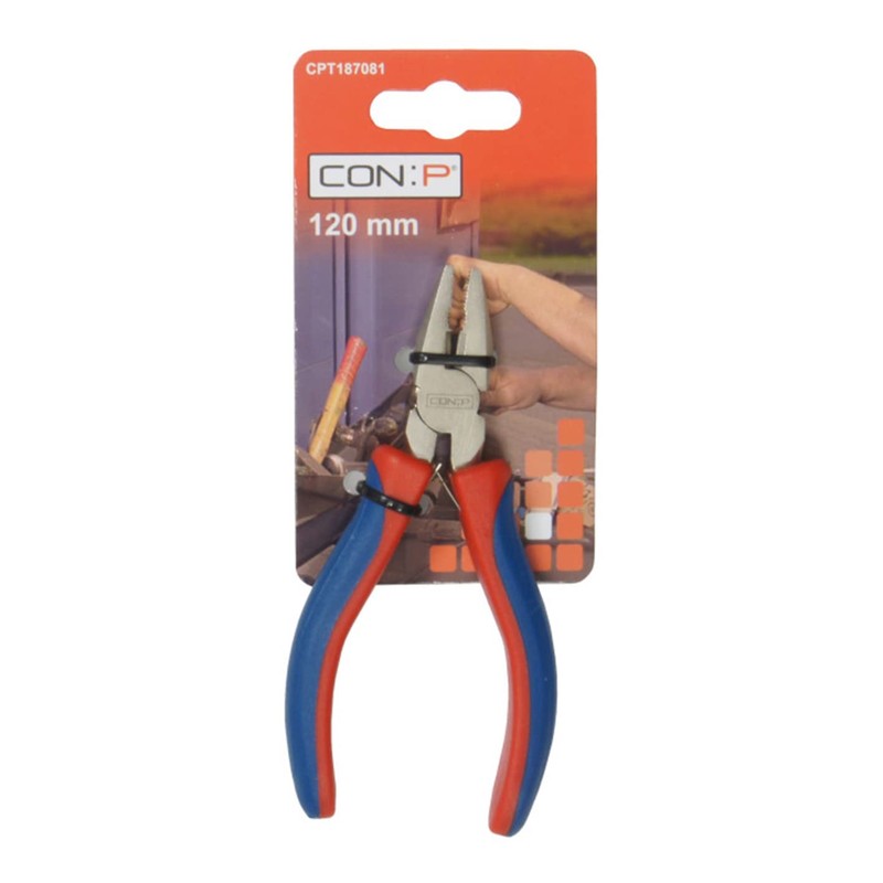 CON:P CPT187081 Electrician's Combination Pliers, Silver/Blue/Red, 120 mm