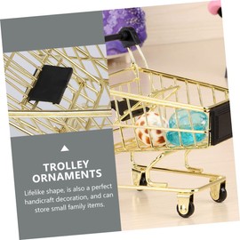 ABOOFAN 1Pc Golden Mini Trolley Storage Basket Cute Office Decor Organizer for Makeup Pens and Items for Birthdays Festivals