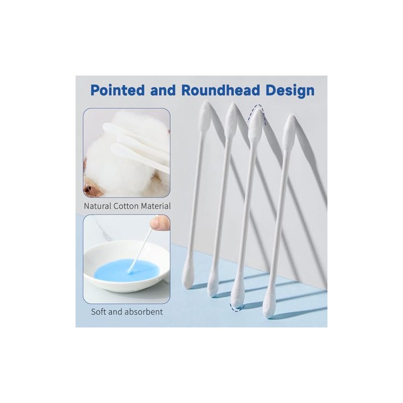 Pointed Tip Cotton Swabs, 800 Count Double Precision Tips Cotton