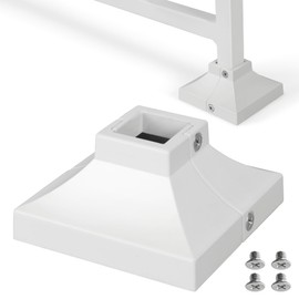 Epcee 1pcs Post 1" Aluminum Deck Post Base Cover, Post Skirt, Handrail, Stair, Porch, Deck Railing Base Brackets Covers (White)
