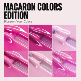 TOMICCA UV Gel Nail Varnish Set, 6 Colours, Pink, Shellac, Nail Varnish, Soak Off, UV/LED Gel Nail Varnish, Gift, for Nail Studio, DIY at Home, 8 ml