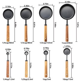 YAMOLIN Measuring Cups and Spoons Set Stainless Steel Measuring Cups and Spoons with Wood Handle for Dry and Liquid Ingredient