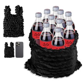 TIKNIK Black Reusable Grocery Bags for Shopping, 1Pcs Expandable Shopping Bags for Travel, Foldable Portable Magic Stretch Pleated Tote Bags for Groceries