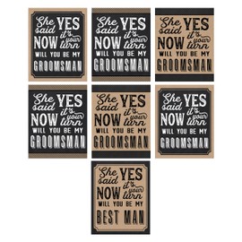 6 Will You ser mi Padrino + 1 Bonus Best Man propuesta vino, cerveza, whisky, botella de licor juego de pegatinas etiquetas o, compromiso de boda suministros para padrinos de boda fiesta mejor manera de pedir a tus Grooms hombre
