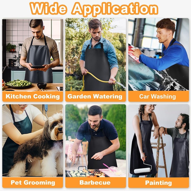 BURNTOP 2 Pack Waterproof Rubber Adjustable Apron 40" Aprons for