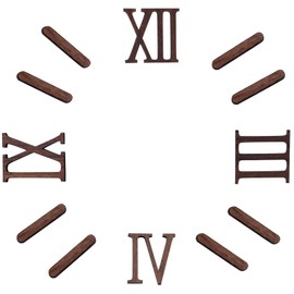 KeaJuidy Clock Number Kit with Roman Number, DIY Digital Clock Numbers for Design, Replacement Repair Accessories, Wall Stickers for Decoration, Gift, Home, Office, Hotel and Restaurant (Walnut)