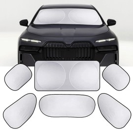 Zeathery Six Piece Car Window Glass Sunshade Kit, Reflective Interior Privacy Protection Sunscreen Heat Shield, Modification Replacement Parts, Universal for Most Cars, Trucks, SUVs (Silver)