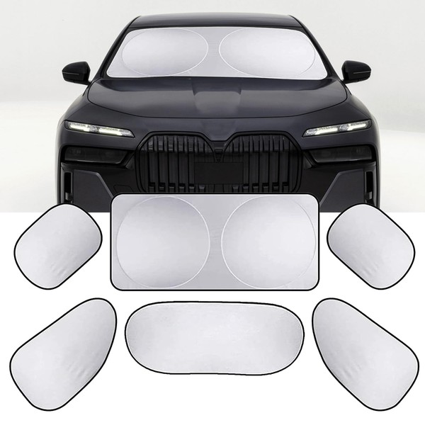Zeathery Six Piece Car Window Glass Sunshade Kit, Reflective Interior