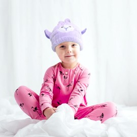 Unaone 2 PCS Hair Drying Towel for Kids Girls, Microfiber Hair Towel Wrap Quick Dry Hair Turbans for Curly Long Thick Hair (Purple and Green)