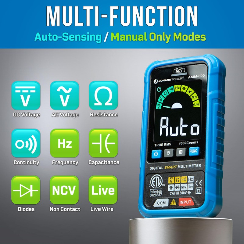 Jonard Tools AMM-600 Automatic Intelligent Digital Multimeter ETL Certified 4000
