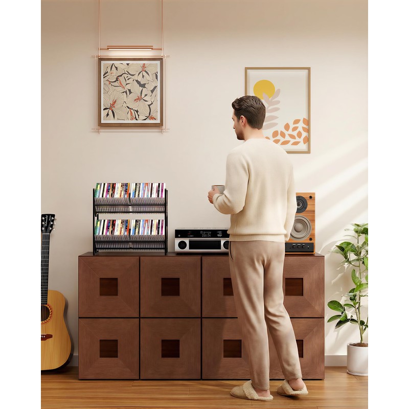 PAPAGIFTREE 2-Tier CD Storage Metal Display Shelf, CD Holder Rack