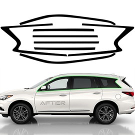 Side Window Trim Chrome Delete Vinyl Wrap Overlay fit for 2016 2017 2018 2019 2020 2021 Infiniti QX60 Accessories with Blackout Film Gloss Black Kits
