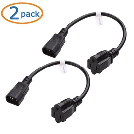 Cable Matters 2-Pack Short Computer Equipment to PDU Power Cord 1 ft, Power Cable (IEC C14 to NEMA 5-15R)
