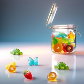 4 Pack Silicone Gummy Molds,Candy Silicone Mold Includes Dinosaur, Bear,Donut, Butterfly, Lion,carrot,Strawberries,cactus,Ice cream,cloud Chocolate Molds Silicone for Candy Gummy Baking with 2 Dropper