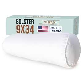 Pillowflex Bolster Pillow (9x34) - Round Roll Pillow Bolster Insert, Plush Polyester-Filled Insert for Decorative Shams, Odorless, Lint and Dust-Free Polyester Filling, No Lumps - (White)