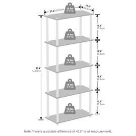 Furinno Turn-N-Tube 5-Tier Multipurpose Compact Bookcase, Americano/Black