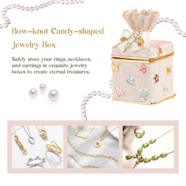 Mini Bowknot Jewelry Box, Enamel Candy-shaped Jewelry Bracelet Case Jewelry Organizer Jewelry Case Jewelry Holder Jewelry Container Earrings Holder, Crystal Ring Box Gift for Wedding Ceremony (Pink)