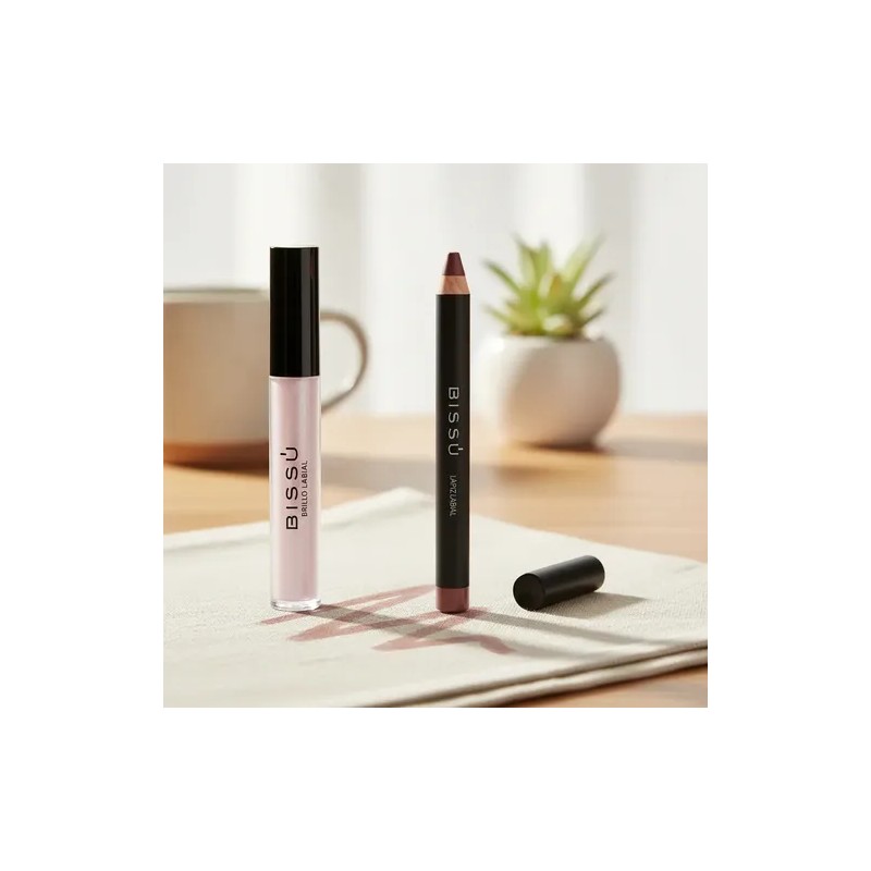 Delineador Lapiz Labial + Brillo Labial Glitter Bissú