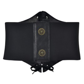 Bslingerie Women Steampunk Waspie Corset Belts Elastic Waist Cincher (One Size, Black)