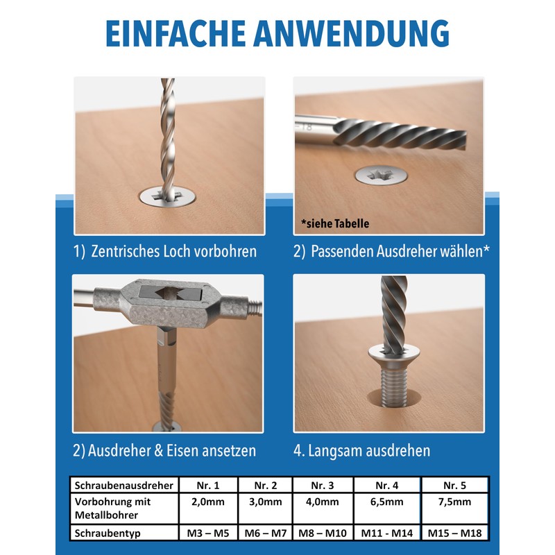 Screw Extractor Set with Tap Wrench - Extra Grip &