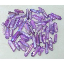 10 Lightly Polished Undrilled Bulk Aura Quartz Crystals Points, Titanium