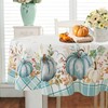 Oval Fall Tablecloth,Thanksgiving Fall Harvest Pumpkin Table cloth,Blue and White