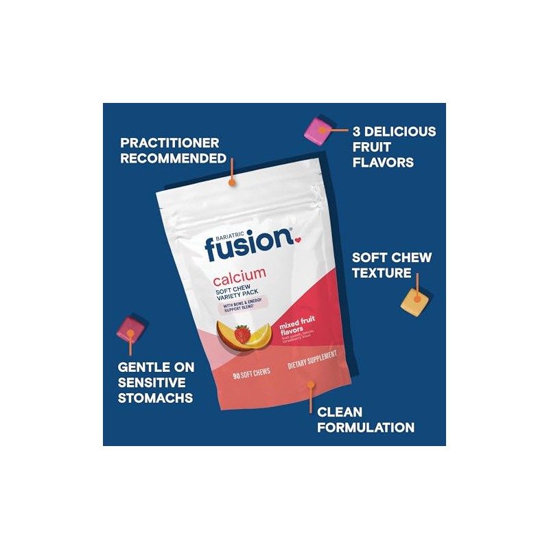 Bariatric Fusion Suplemento Calcio Bariátrico Masticable Citrato 500mg Vitamina Azúcar