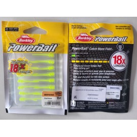 Berkley ( 2) 15pk Berkley PowerBait Whipworm Fishing Soft Bait, Chartreuse