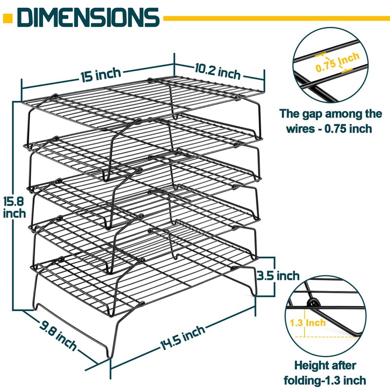 P&P CHEF Cooling Rack, 5-Tier Stainless Steel Stackable Baking Cooking