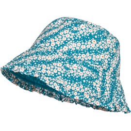 Playshoes Unisex Children's Reversible Sun Hat, Petrol flowers, 51