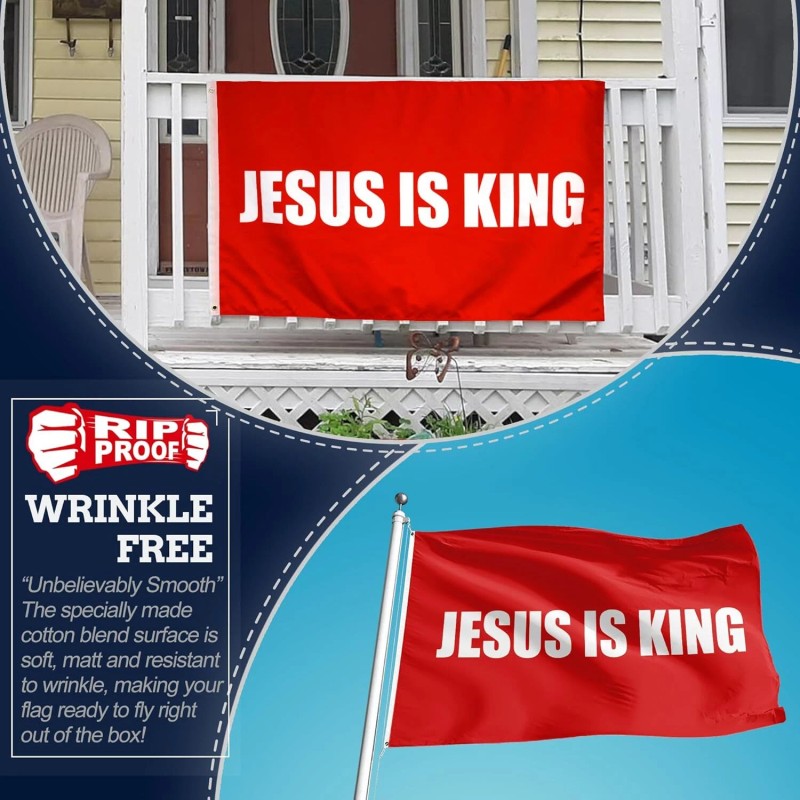 Anley Double Sided 3-Ply Jesus is King Flag 3x5 Ft