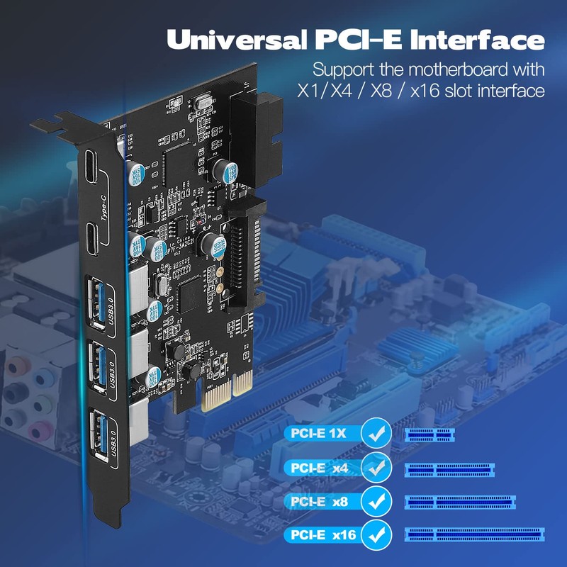 SINEFINE Tarjeta de expansión PCI-E x 1 a USB, 3.0