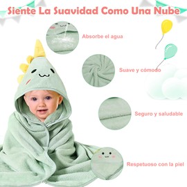 JNNQI 2 Pcs Toalla de Baño con Capucha, Toallas de Baño Super Absorbentes para Niños, Forro de Lana Suave y Acogedora, Bonita Toalla de Baño para Niños con Forma de Animales (Rosa y Verde)