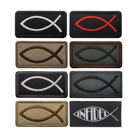 EmWoot 8PCS Fish Patch Ichthys Jesus Fish Patch Embroidered Tactical Morale Patches Hook and Loop Applique Fastener